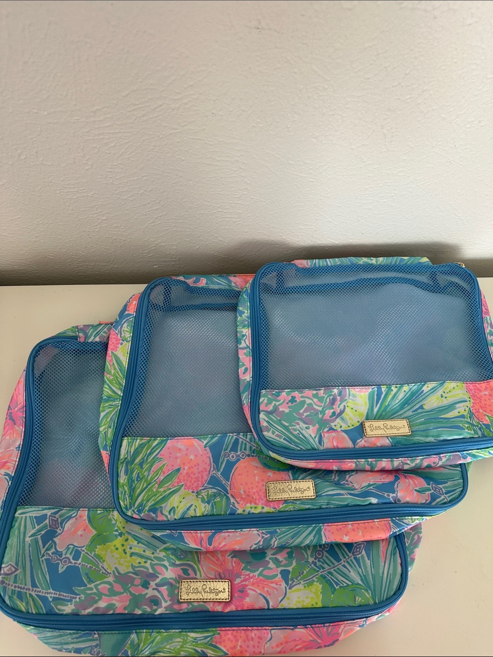 Lilly Pulitzer Tropical Blue & Pink Floral Packing Cube Set